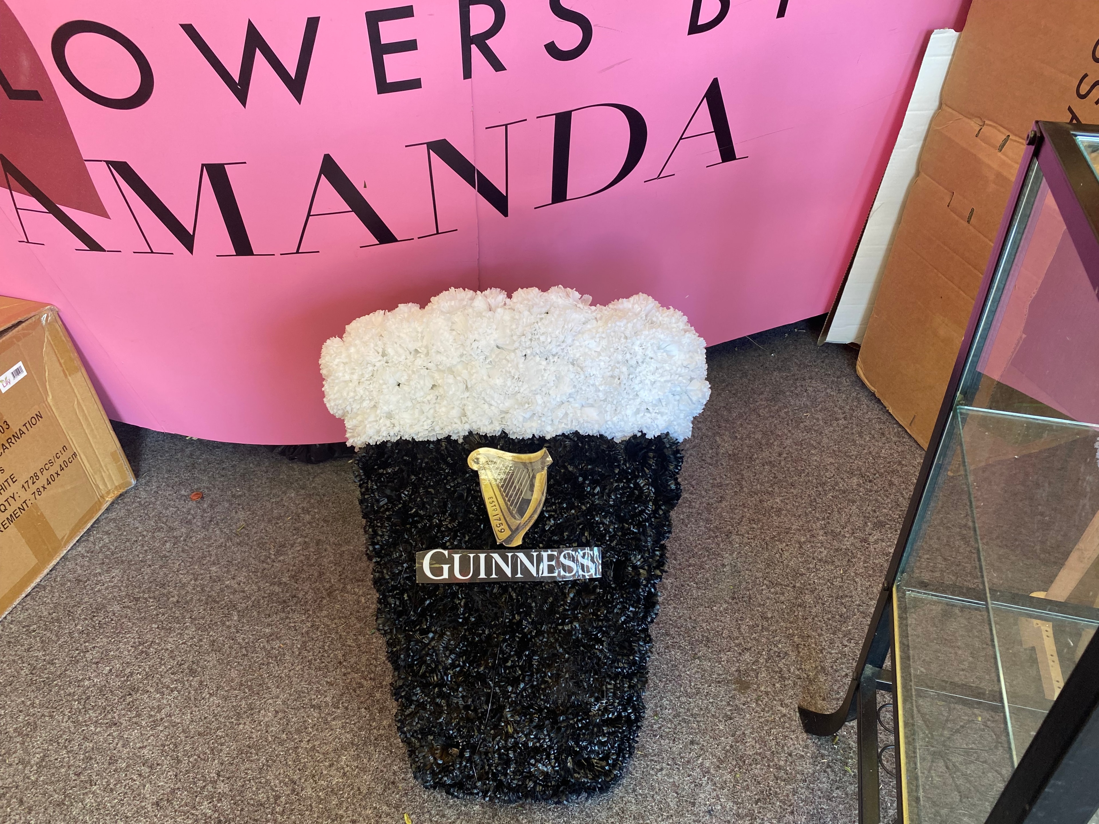 Personalised Guinness pint floral tribute